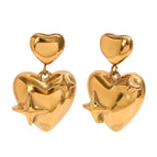 Size Heart-Shaped Multi-Part Pentagram Stud Earrings-Gold