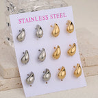 Water Drop Ed87 / Gold Silver / 6 Pairs/Card