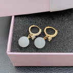 30#Cat's eye earrings-E0199 Silver Needle