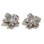 Middle Ancient Vintage Double Layer Leaf-Shapepd Stud Earrings-Steel Color