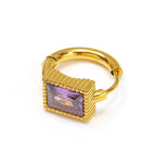 Golden Rectangular Purple Diamond