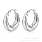 Glossy Hollow Earrings Steel Color MS-002