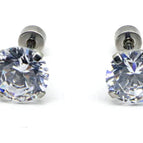 3mm/8mm Steel Color with White Zirconium Set
