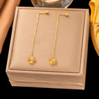 【G284】Clover Pattern Ear Thread Gold