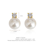 Gold and White Ear Studs