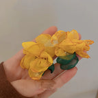 29# Silver Needle-Yellow Net Yarn Flowers