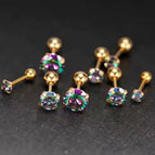 Gold Claws with Colorful Zirconia / 3/4/5/6mm
