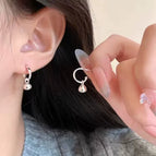 Small silver bean earrings