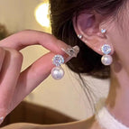 Zircon pearl stud earrings【E0199 Silver Needle】