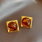 34 # Geometric Square Stud Earrings