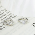 E0065S-1 Set with White Diamond-Silver Stud Earrings