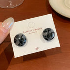 BWW3 Gray Leopard Print Stud Earrings