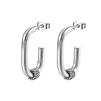 Oval Welding Pin Earrings Steel MS-039