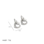 Silver Oblique Love Heart Earrings