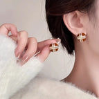 19# Square Stud Earrings (Real Gold Plating)
