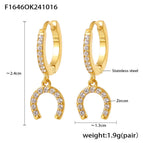 F1646-Golden Constellation Inlaid Zircon Full Diamond Earrings