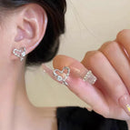 Hollow heart ear studs