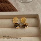 Disc Tiger Eye Stone-Silver Needle