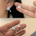Sr1143 a pair of sky blue five-pointed star earrings