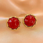 Angora Red Irregular Round Earrings ES21486-3