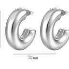 Semicircle Hollow Earrings Steel Color Cp-yz129lv-hb / 18K