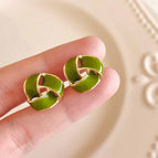 49# Green Triangle Stud Earrings