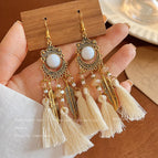 28-Crescent White Beads Ear Hook 251