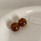 Amber Half Round Stud Earrings