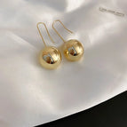 12# Ear Hook-Golden round Beads