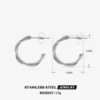 C- shaped earrings-Steel Color