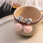 E1676-3/White Heart Pink Pom-Pom