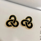 2404186A Black Hollow Petal Earrings (S925 Silver Needle)