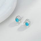 Blue Heart-Shaped Stud Earrings