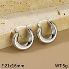Glossy Hollow Earrings Steel Color MS-002 / 18K