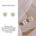 11#925 Silver Needle Earrings Pair