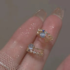 15#gold Diamond C-shaped Stud Earrings