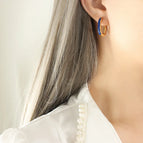 F665-Gold Dark Blue Earrings