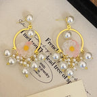 16# Pink Floral Pearl Stud Earrings (Aa2652)