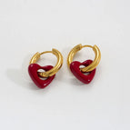 Gold Ear Ring / Red