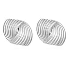 Striped Crisscross Earrings Steel Color-Ms547