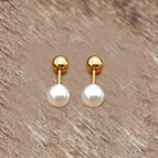 Single-head Imitation Pearl Gold Earrings / 6mm Pair