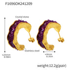 F1696-Gold Amethyst Earrings