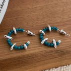 Blue C- Shaped Earrings R184