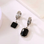 Stainless Steel Ear Cliip Four Square 8-Side Pair