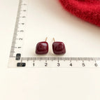Burgundy Curved Bean-Silver Needle