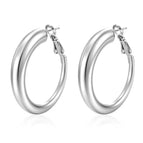 Round Hollow Earrings Steel Color / 18K