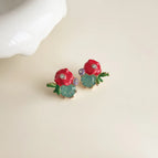Retro Enamel Flowers-Silver Needle