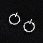 667-Mini Circle Full-Jeweled Stud Earrings White K