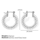 Eh526 Silver White Pearl Earrings