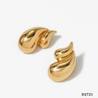 Golden Double Water Drop Earrings
